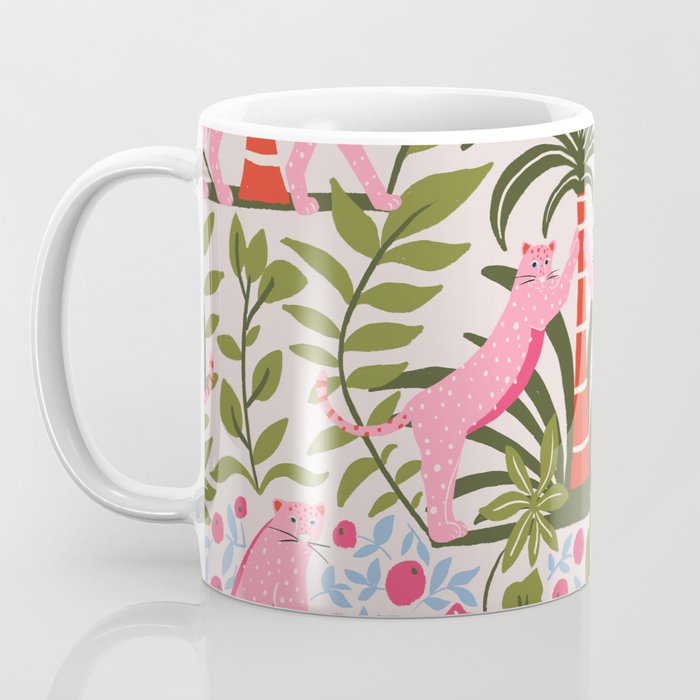 Modern Preppy Leopard Cat Jungle Oasis Coffee Mug Gallery Image 3