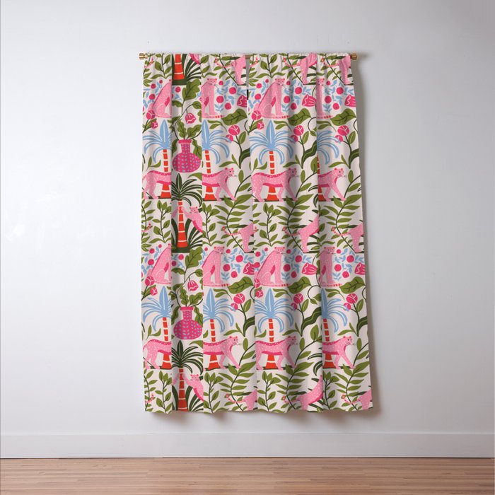 Modern Preppy Leopard Cat Jungle Oasis Window Curtain Gallery Image 3