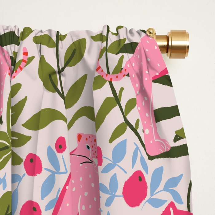 Modern Preppy Leopard Cat Jungle Oasis Window Curtain Gallery Image 2