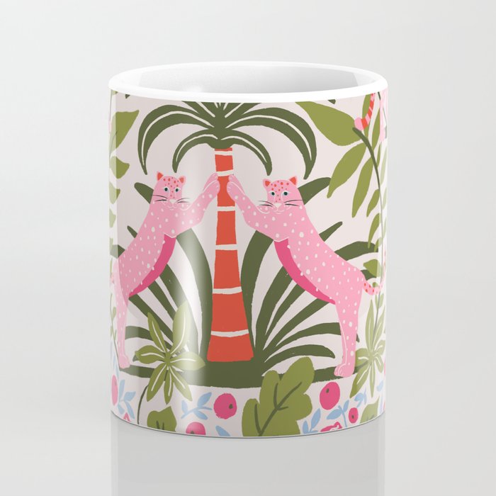 Modern Preppy Leopard Cat Jungle Oasis Coffee Mug Gallery Image 4