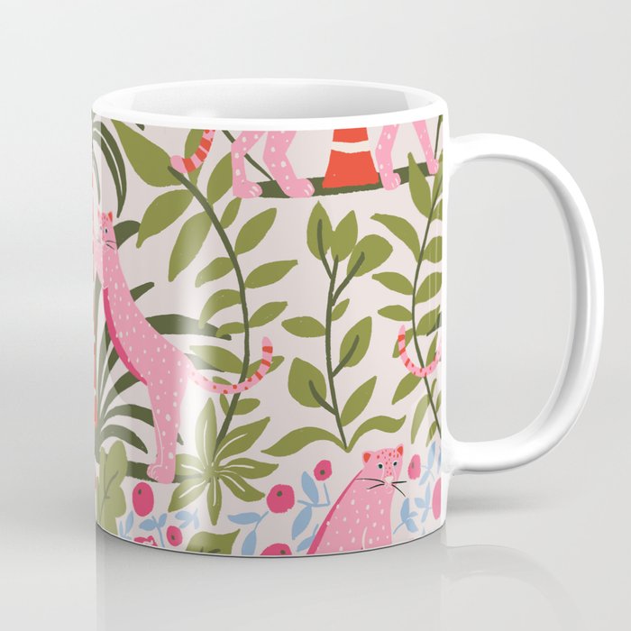 Modern Preppy Leopard Cat Jungle Oasis Coffee Mug Gallery Image 1