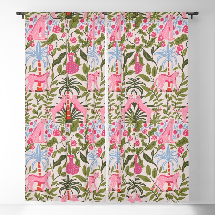 Modern Preppy Leopard Cat Jungle Oasis Window Curtain Gallery Image 1