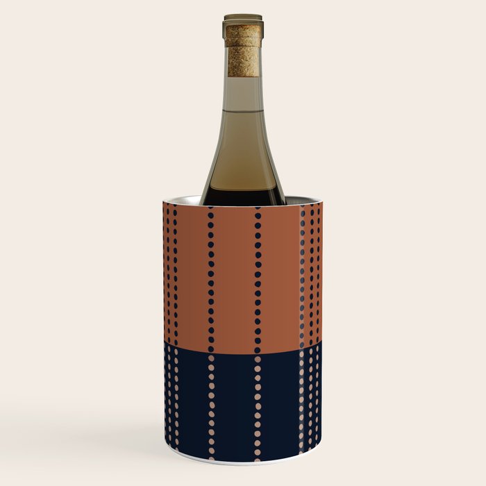 Spotted Stripes, Terracotta and Navy Blue Wine Chiller Gallery Image 1