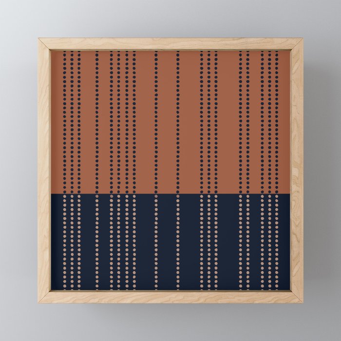 Spotted Stripes, Terracotta and Navy Blue Mini Art Print Gallery Image 1