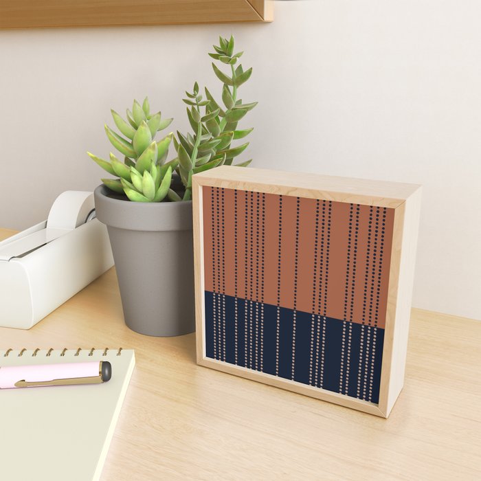 Spotted Stripes, Terracotta and Navy Blue Mini Art Print Gallery Image 2