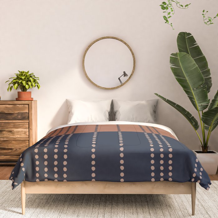 Spotted Stripes, Terracotta and Navy Blue Comforter Gallery Image 3