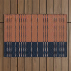Spotted Stripes, Terracotta and Navy Blue Outdoor Rug Gallery Image 1