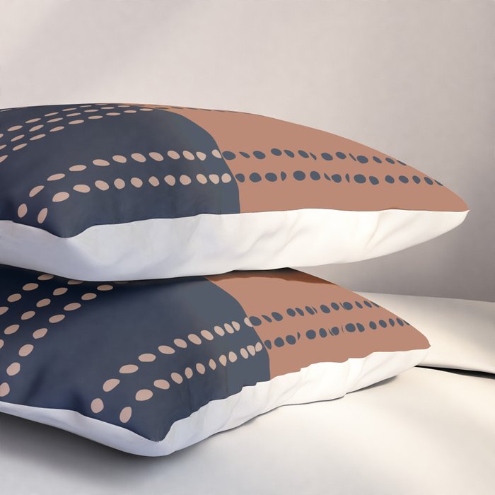 Spotted Stripes, Terracotta and Navy Blue Pillow Sham Gallery Image 3
