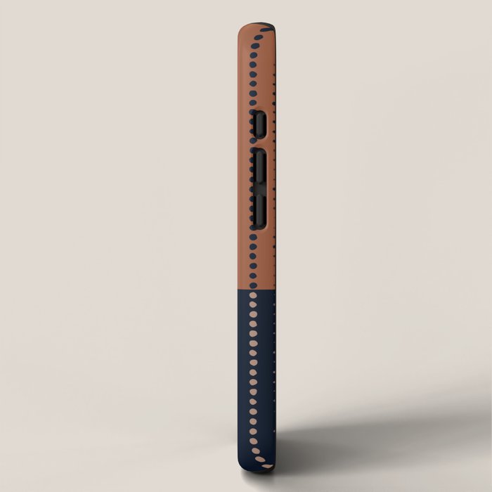 Spotted Stripes, Terracotta and Navy Blue iPhone Case Gallery Image 2