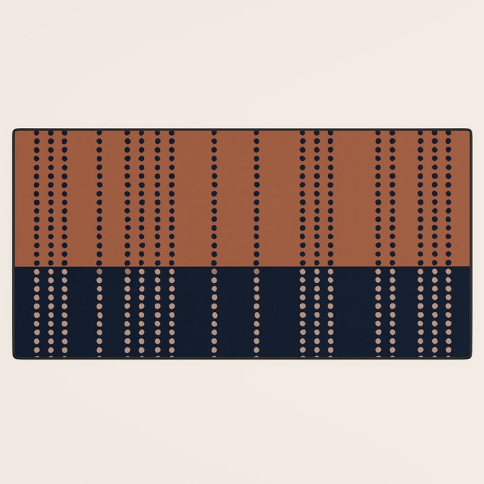 Spotted Stripes, Terracotta and Navy Blue Desk Mat Gallery Image 3