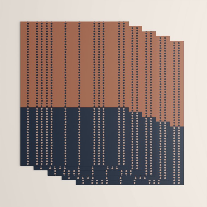 Spotted Stripes, Terracotta and Navy Blue Wrapping Paper Gallery Image 3