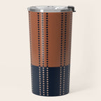 Spotted Stripes, Terracotta and Navy Blue Travel Mug Gallery Image 2