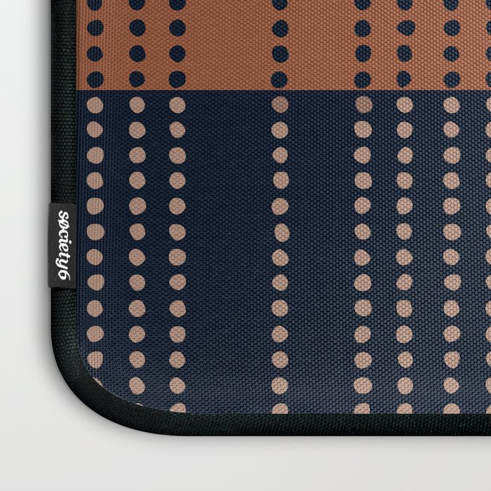 Spotted Stripes, Terracotta and Navy Blue Laptop Sleeve Gallery Image 3
