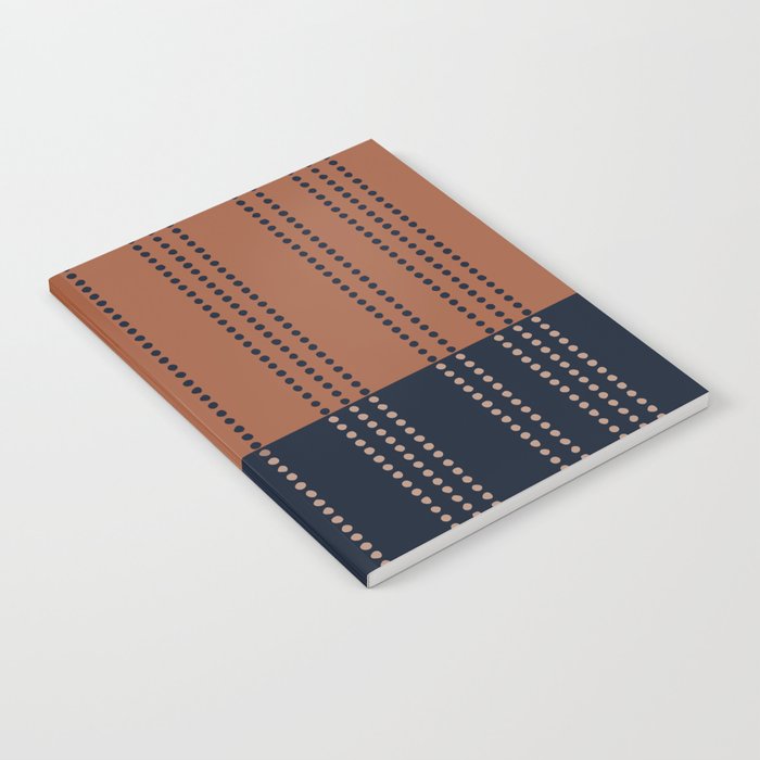 Spotted Stripes, Terracotta and Navy Blue Notebook Gallery Image 2