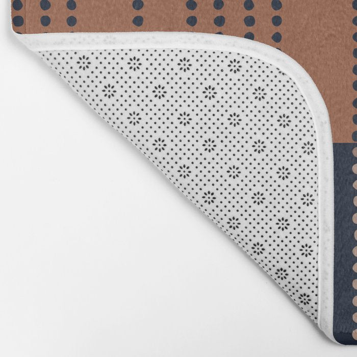 Spotted Stripes, Terracotta and Navy Blue Bath Mat Gallery Image 2
