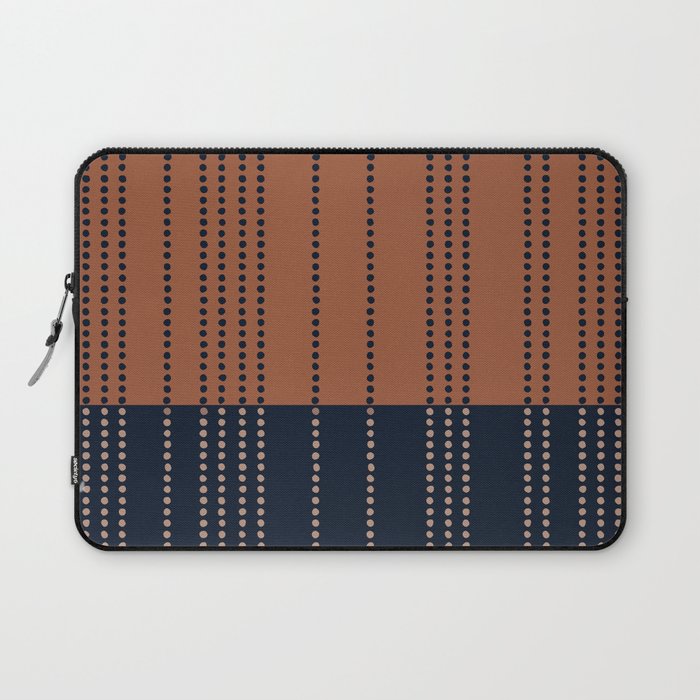 Spotted Stripes, Terracotta and Navy Blue Laptop Sleeve Gallery Image 1