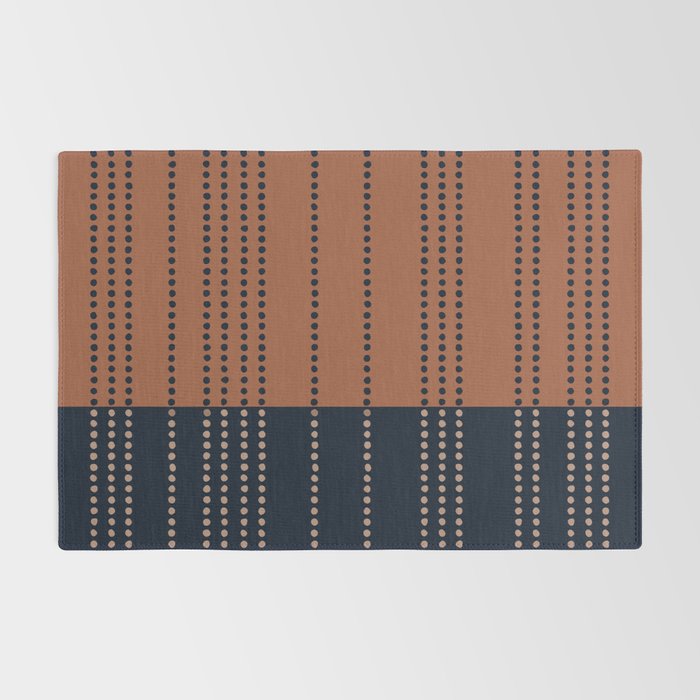 Spotted Stripes, Terracotta and Navy Blue Rug Gallery Image 2