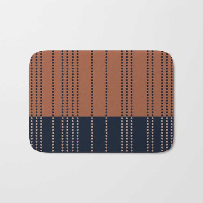 Spotted Stripes, Terracotta and Navy Blue Bath Mat Gallery Image 1