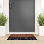Spotted Stripes, Terracotta and Navy Blue Welcome Mat Gallery Image 3