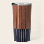 Spotted Stripes, Terracotta and Navy Blue Travel Mug Gallery Image 3