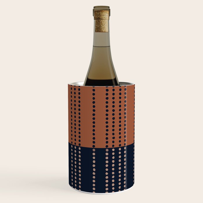 Spotted Stripes, Terracotta and Navy Blue Wine Chiller Gallery Image 2