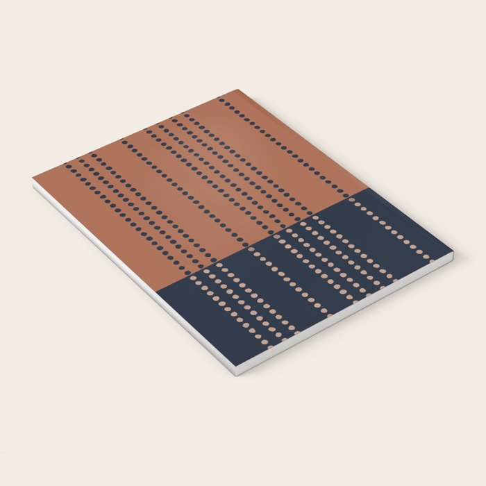 Spotted Stripes, Terracotta and Navy Blue Notebook Gallery Image 3