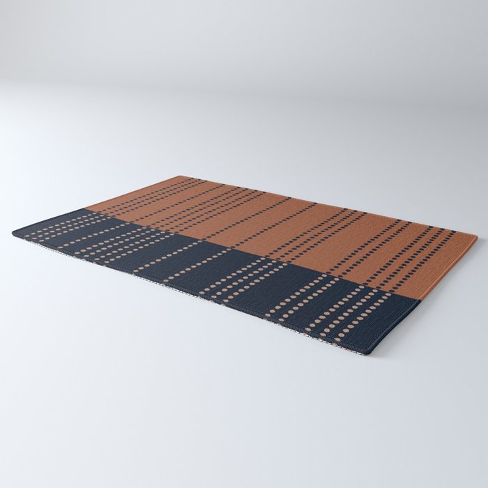 Spotted Stripes, Terracotta and Navy Blue Rug Gallery Image 3