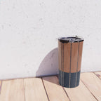 Spotted Stripes, Terracotta and Navy Blue Travel Mug Gallery Image 4