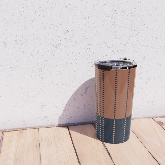 Spotted Stripes, Terracotta and Navy Blue Travel Mug Gallery Image 4