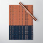 Spotted Stripes, Terracotta and Navy Blue Wrapping Paper Gallery Image 1