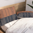 Spotted Stripes, Terracotta and Navy Blue Pillow Sham Gallery Image 2
