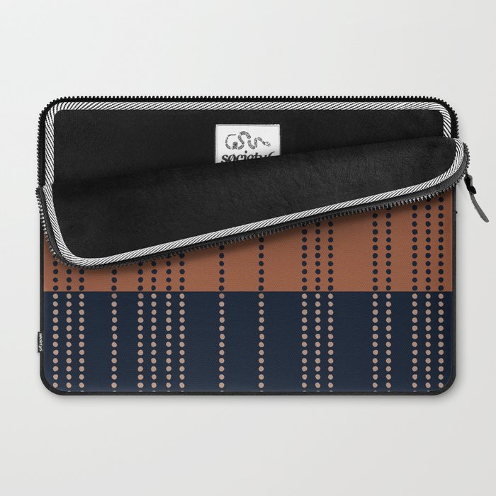 Spotted Stripes, Terracotta and Navy Blue Laptop Sleeve Gallery Image 2