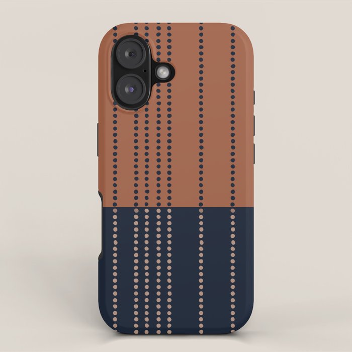 Spotted Stripes, Terracotta and Navy Blue iPhone Case Gallery Image 1