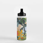 The Distracted Reader | Mindfulness Solo Travel | Bohemian Jungle Botanical Mood | Nature Book Lady Water Bottle Gallery Image 2