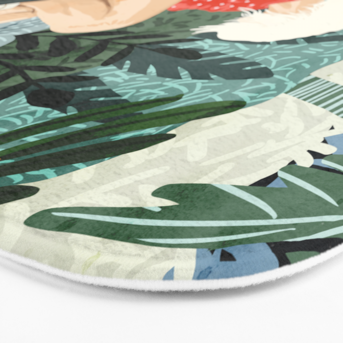 The Distracted Reader | Mindfulness Solo Travel | Bohemian Jungle Botanical Mood | Nature Book Lady Bath Mat Gallery Image 3