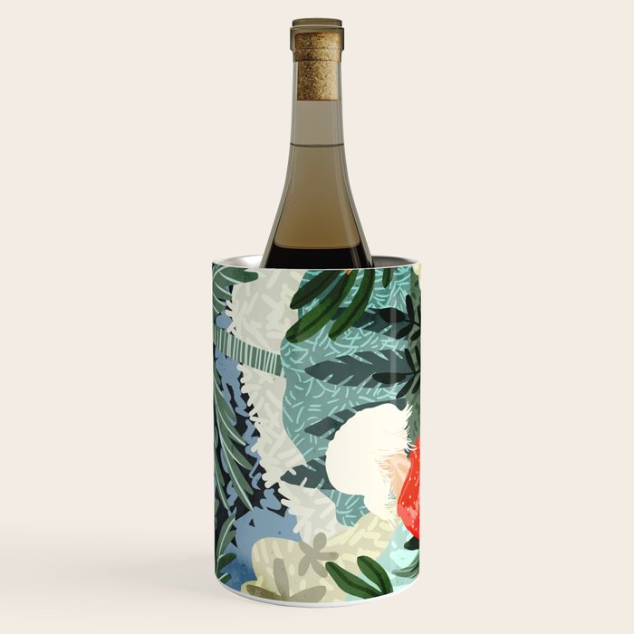 The Distracted Reader | Mindfulness Solo Travel | Bohemian Jungle Botanical Mood | Nature Book Lady Wine Chiller Gallery Image 2