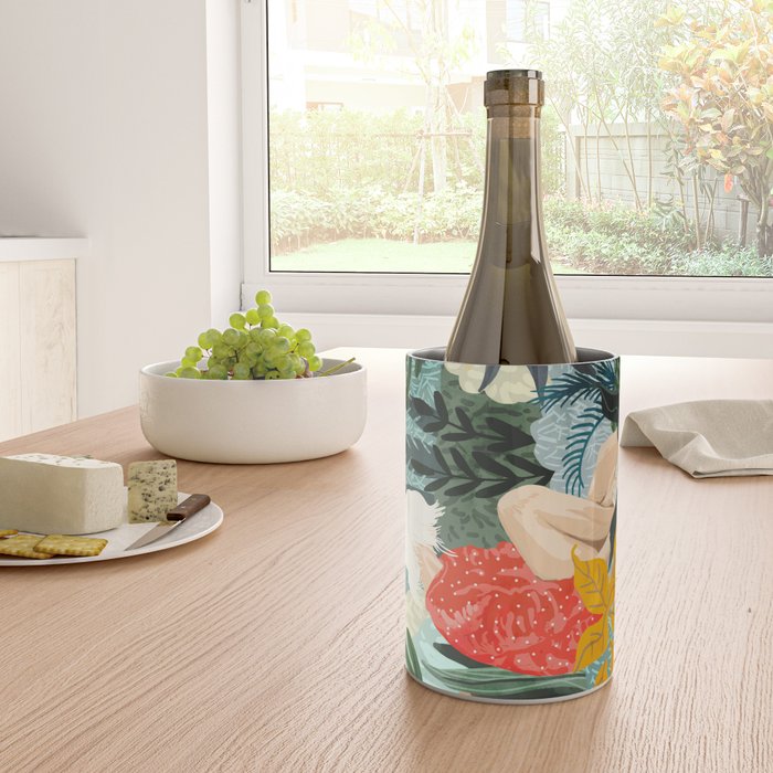 The Distracted Reader | Mindfulness Solo Travel | Bohemian Jungle Botanical Mood | Nature Book Lady Wine Chiller Gallery Image 4