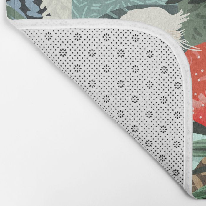 The Distracted Reader | Mindfulness Solo Travel | Bohemian Jungle Botanical Mood | Nature Book Lady Bath Mat Gallery Image 2