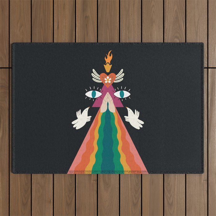 Rainbow Blessings  Outdoor Rug Gallery Image 1