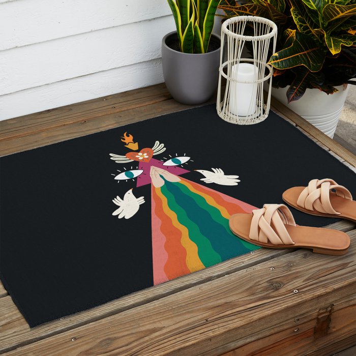 Rainbow Blessings  Outdoor Rug Gallery Image 2