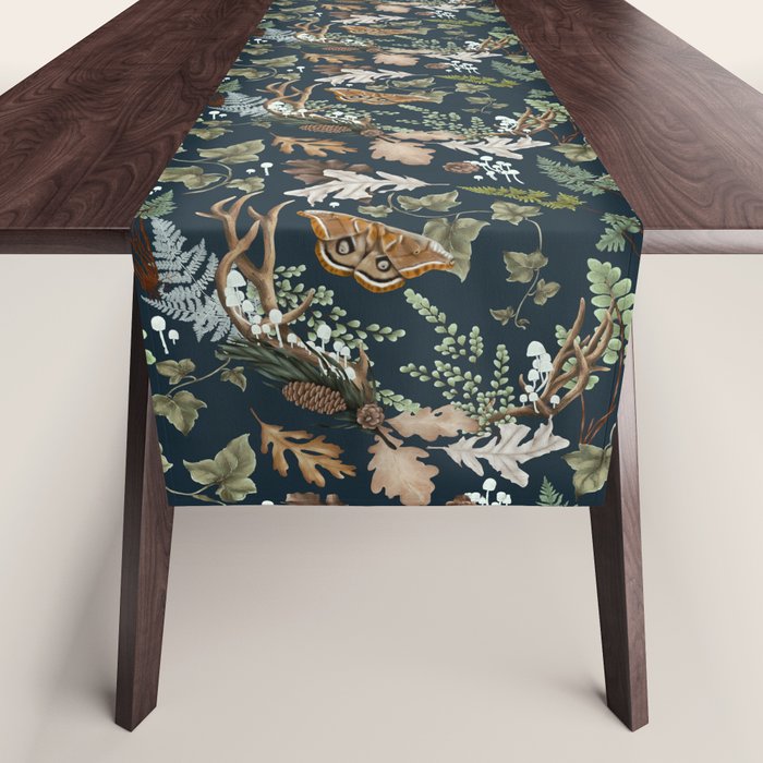Bohemian leafy forest at night Table Runner Gallery Image 1