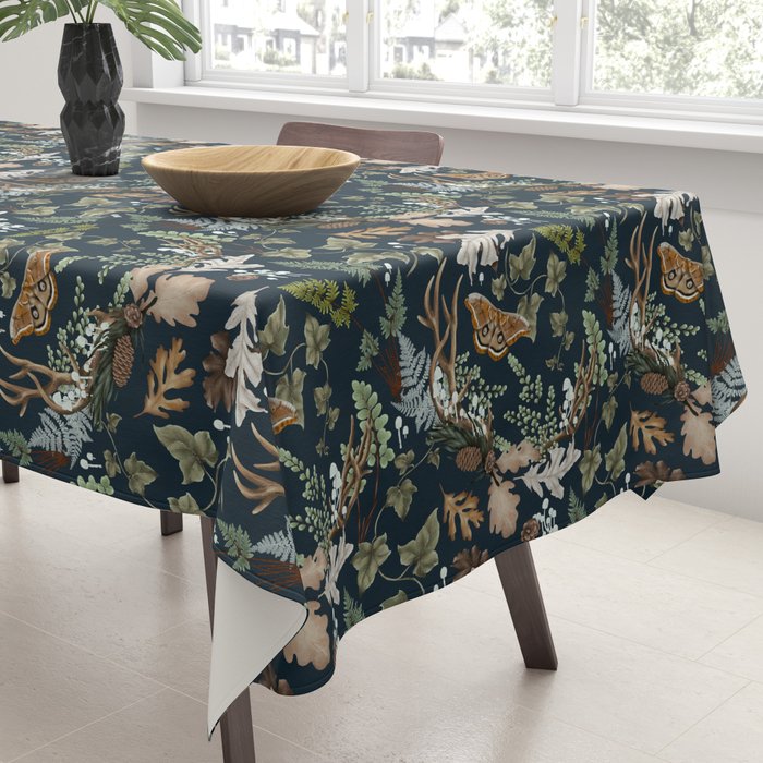Bohemian leafy forest at night Tablecloth Gallery Image 3