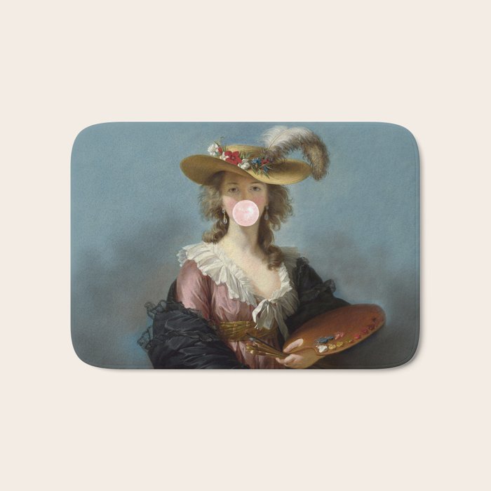 Bubble Gum Diva in a Straw Hat Bath Mat Gallery Image 1