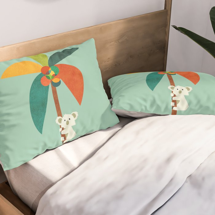 Koala on Coconut Tree Pillow Sham Gallery Image 2