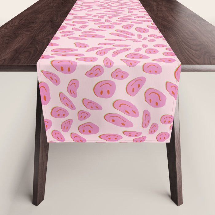 70s retro pink smiles pattern  Table Runner Gallery Image 1