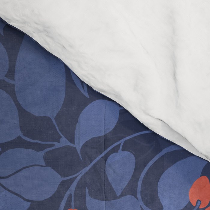 Blue Birds And Red Cherries Blue Comforter Gallery Image 4