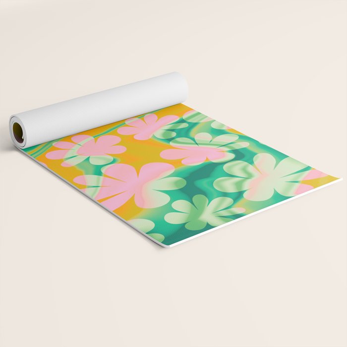 Retro Daisy Tie Dye Pattern Yoga Mat Gallery Image 2