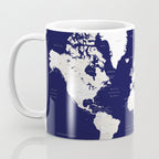 Navy blue and cream world map, "Austin" Coffee Mug Gallery Image 3