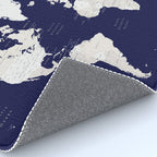 Navy blue and cream world map, "Austin" Rug Gallery Image 4