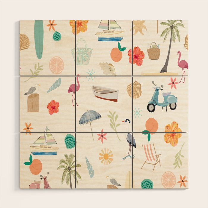 Fun beach pattern Wood Wall Art Gallery Image 1